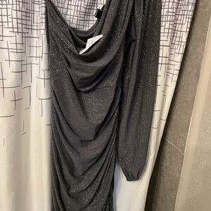 Windsor Sparkle Grey Sparkle One Sleeve Dress Large